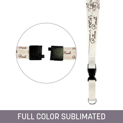 3/4" Full Color Sublimated Detachable Lanyard w/ Back Breakaway & Split Rin