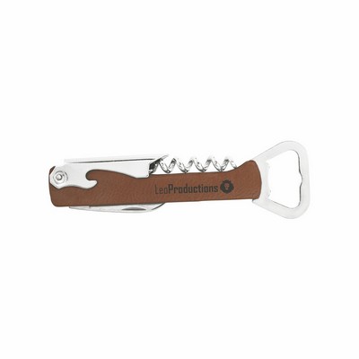 Dark Brown Leatherette Wine Bottle Opener