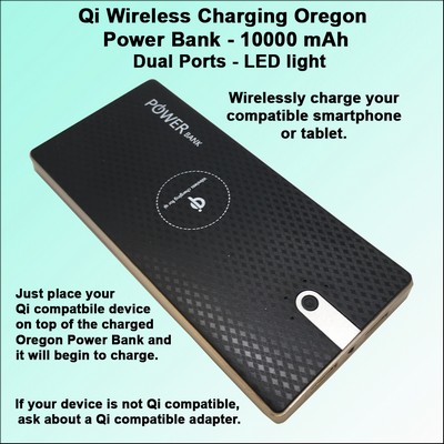 Qi Wireless Charging Oregon Power Bank 10000 mAh No Extra Tariff