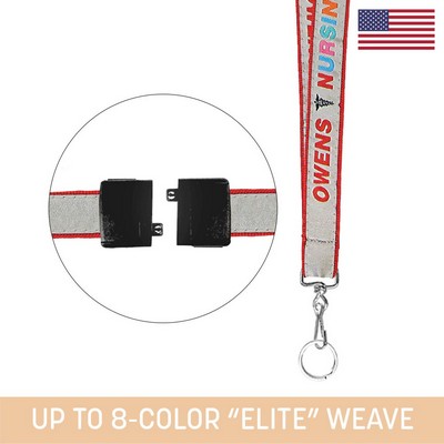 3/4" Woven Lanyard w/ Swivel Snap & Split Ring and Back Breakaway- "Elite"