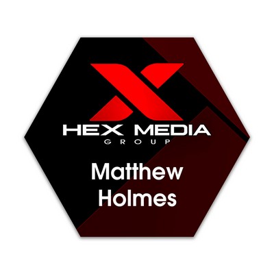 Full Color Name Badge w/Personalization (3.75"x4.25") Hexagon