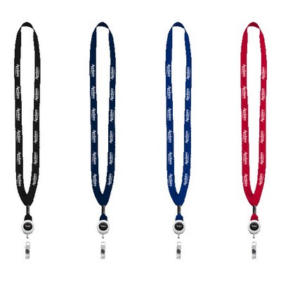 5/8" New Polyester "Shoelace" Lanyard with Retractable Badge Reel