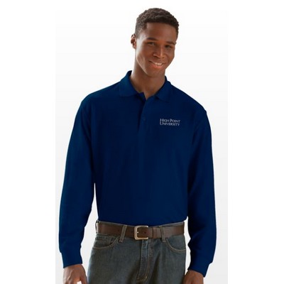 Long Sleeve Soft-Blend Double-Tuck Pique Polo Shirt