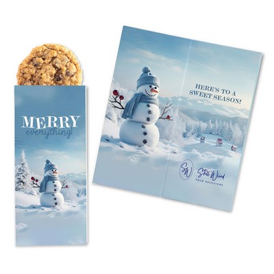 One Color Foil-Stamped Stock Snowman Sweeter Cards with Oatmeal Raisin Cookies