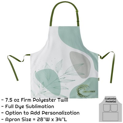 Poly Twill Sublimation Bib Apron - 28"W X 34"L