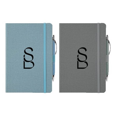 Crosshatch PU Notebook With Pen