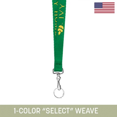 1/2" Woven Lanyard w/ Swivel Snap & Split Ring - "Select" Weave
