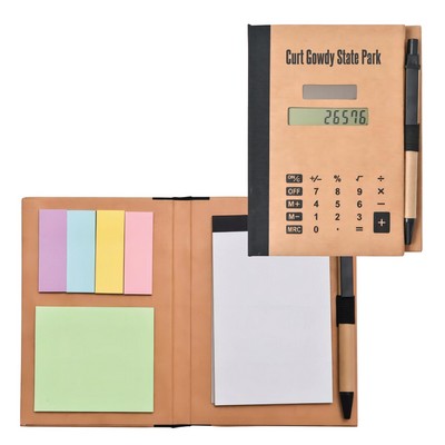 Recycled Cardboard Notebook w/ Calculator and Sticky Tabs