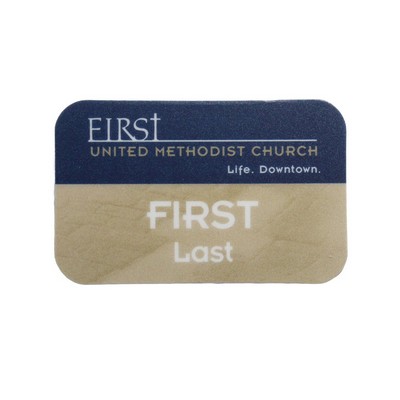 Full Color Name Badge w/ Personalization Rectangle W/Rounded Corners (2.125"X3.375")