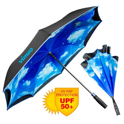 The Blue Sky & Clouds Inverted Umbrella - Auto-Open, Reverse Closing