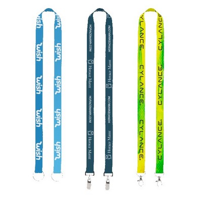 IMPORT Rush 3/4" Dye-Sublimated Double-Ended Lanyard with Dual Sewn Silver Metal Split-Ring