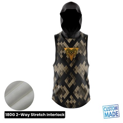 Unisex & Kids' Sublimation Sleeveless Hooded T-Shirt - Spandex Interlock