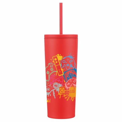 24 oz Double Wall Tumbler with Straw