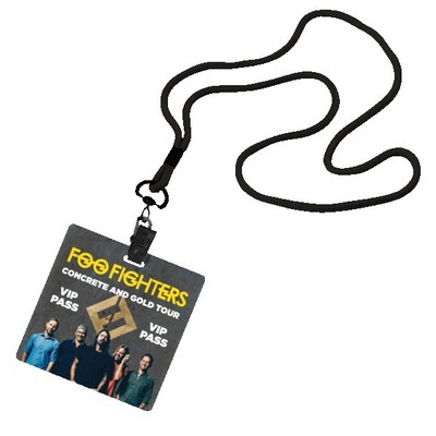 1/8" Polyester Cord Lanyard with Bulldog Clip and 3 1/2"x3 1/2" ID Badge