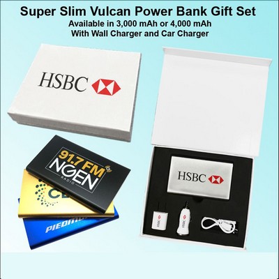 Super Slim Vulcan Power Bank Gift Set 4000 mAh No Extra Tariff
