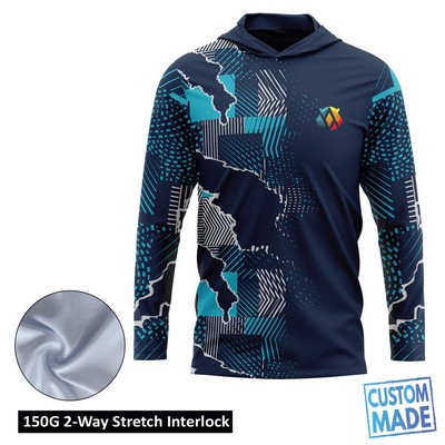 Unisex & Kids' Sublimation Long Sleeve Hooded T-Shirt - 150G Interlock