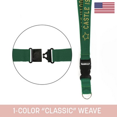 1" Woven Detachable Lanyard w/ Split Ring & Back Breakaway - "Classic" Weav