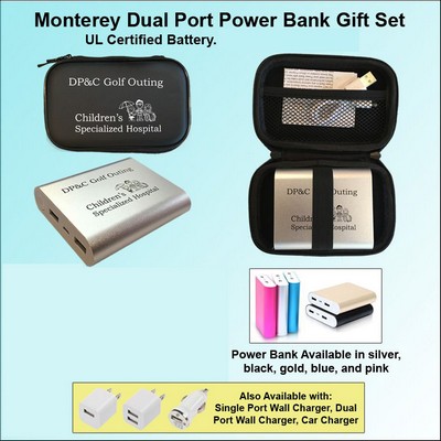 Monterey Dual Port Power Bank Zipper Wallet Gift Set 8000 mAh No Extra Tariff