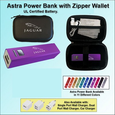 Astra Power Bank Gift Set in Zipper Wallet 3000 mAh - Purple No Extra Tariff