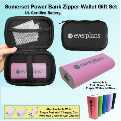 Somerset Power Bank Zipper Wallet Gift Set 4400 mAh - Purple No Extra Tariff