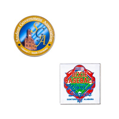 USA MADE Laminated Full Color Metal Lapel Pin - Stock Shapes