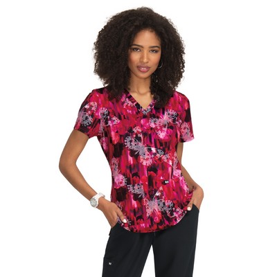 koi - Next Gen - Women's 2-Pocket Print V-Neck Early Energy Top