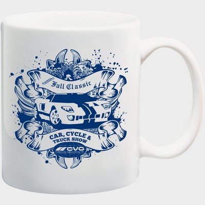 1 Color Ceramic Mug: White: White