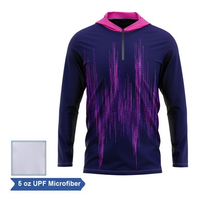 Unisex & Kids' Sublimation UPF Microfiber Long Sleeve Hooded Quarter Zip
