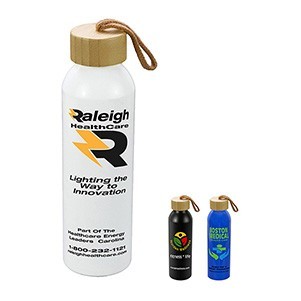 "WHITNEY" 22oz Recycled Aluminum Bottle With a Bamboo Lid