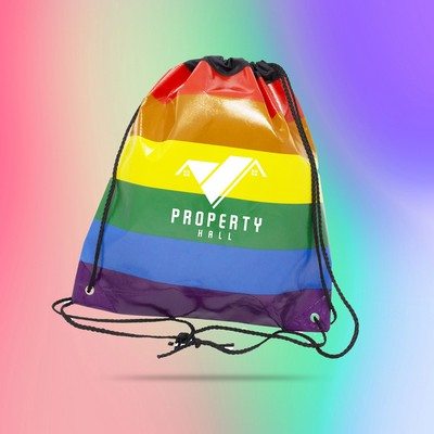 Jumbo Rainbow Drawstring Backpack Bag
