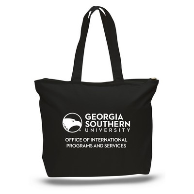 Colored Canvas Zipper Tote Bag w/ Squared Bottom - 1 Color (20"x15"x5")