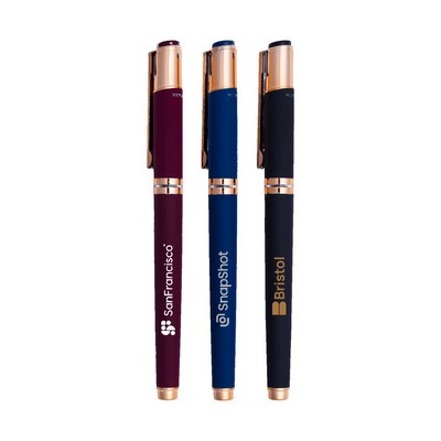 Satin Soft Touch Earl Gel Pen - Rose Gold Accents (Recycled Material)