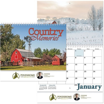 Full Color Country Memories Spiral Wall Calendar
