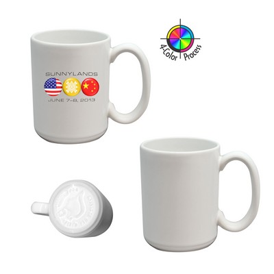 15 Oz. Vitrified White USA El Grande Mug (Four Color Process)