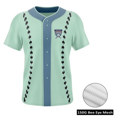 Men's and Kids' Sublimation Full-Button Baseball Jersey - 150G Bee Eye Mesh
