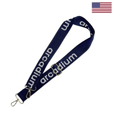 1 ½" x 60" Woven Adjustable Bag Strap w/ Gold-Colored Snap Hooks