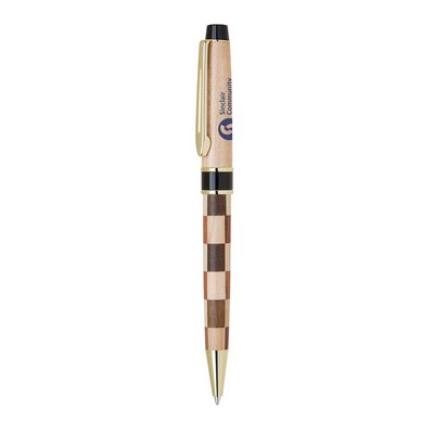 Wood Checkerboard Ballpoint Pen