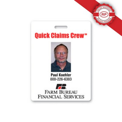 USA Made Tamper Evident Photo ID Badge (3"x4") Rectangle
