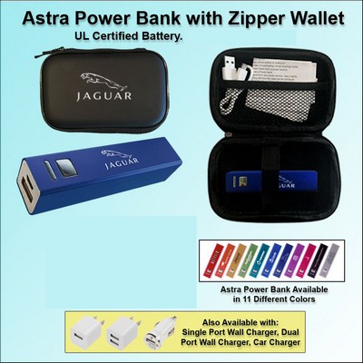 Astra Power Bank Gift Set in Zipper Wallet 3000 mAh - Dark Blue No Extra Tariff