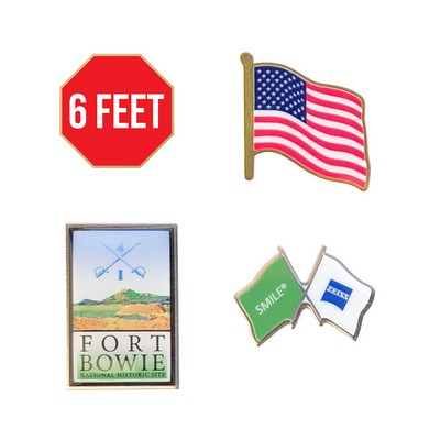 USA MADE Laminated Full Color Metal Lapel Pin - Non Stock Shapes