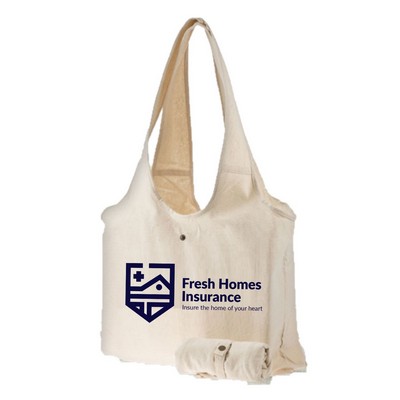 9 oz Cotton Canvas Folding Shoulder Bag - 19"W x 13"H x 3"D x 20"Handle