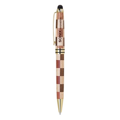 Wood Checkerboard Stylus Pen