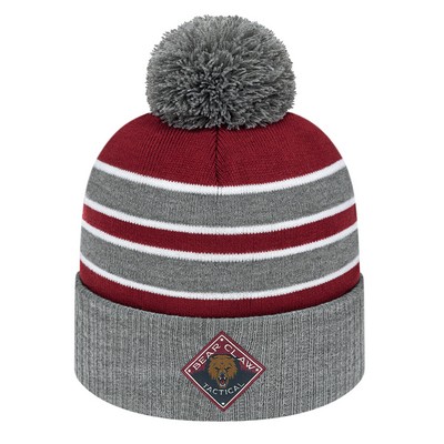 Double Stripe Knit Cap With Ribbed Cuff