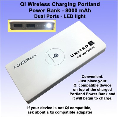 Qi Wireless Charging Portland Power Bank 8000 mAh - White No Extra Tariff
