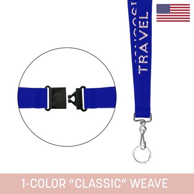 1" Woven Lanyard w/ Back Breakaway, Swivel Snap & Split Ring - "Classic" We