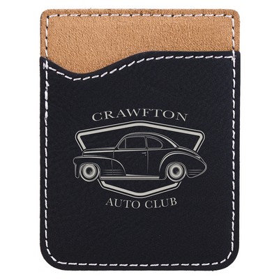 Leatherette Phone Wallet (Black/Silver)