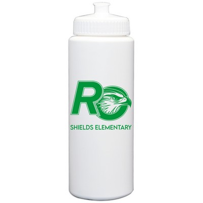 32 Oz. White Sport Bottle with Push-pull Lid. Made in USA