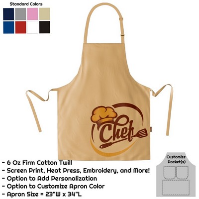 Cotton Twill Bib Apron - 23"W X 34"L