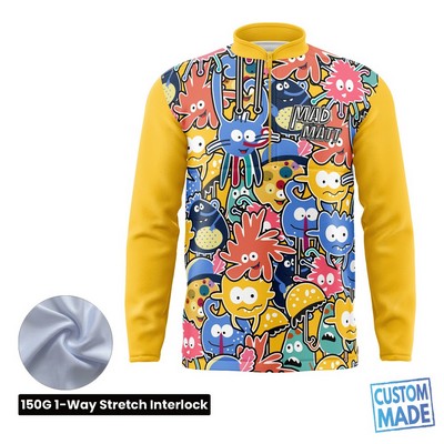 Unisex & Kids' Sublimation Quarter Zip Pullover - 150G Interlock