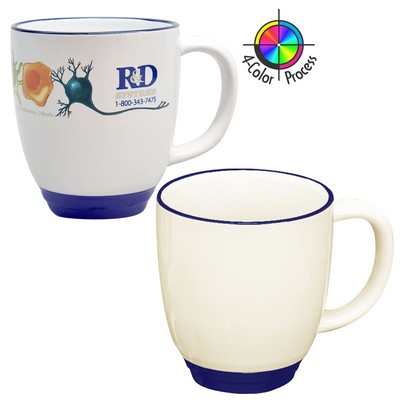 14 Oz. Almond/Cobalt Blue Heartland Bistro Mug (4 Color Process)